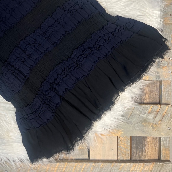 EUC. Vintage [Yoana Baraschi] Navy & Black Ruffled Y2K Tiered Mini Dress | Small - Picture 11 of 13